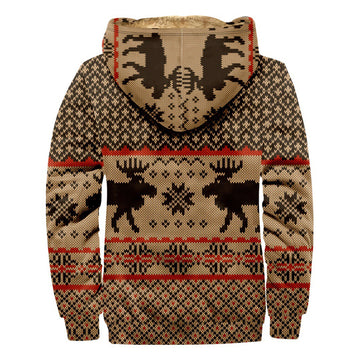 Men's Christmas Print Thickened Fleece Hooded Sweatshirt Jacket